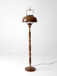 vintage faux bois floor lamp with hand-painted pinecone shade