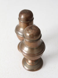 vintage copper salt and pepper shakers set