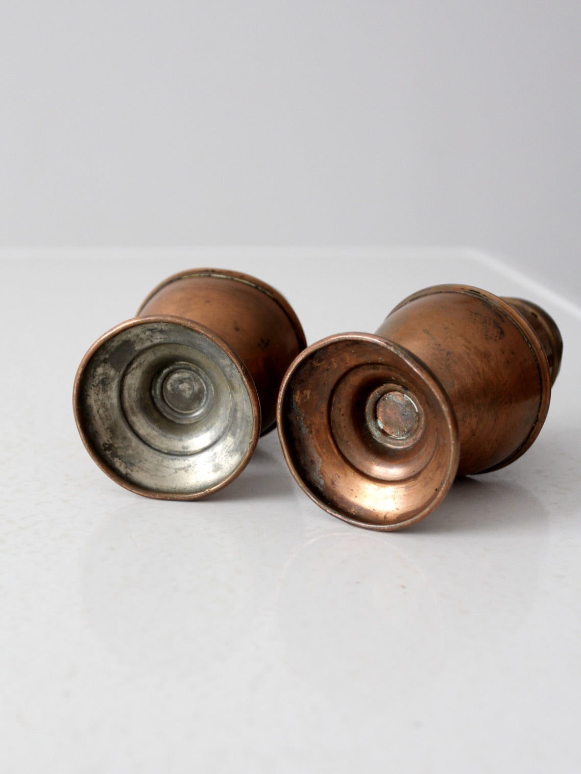 vintage copper salt and pepper shakers set