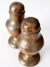 vintage copper salt and pepper shakers set