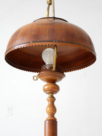 vintage faux bois floor lamp with hand-painted pinecone shade