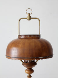 vintage faux bois floor lamp with hand-painted pinecone shade