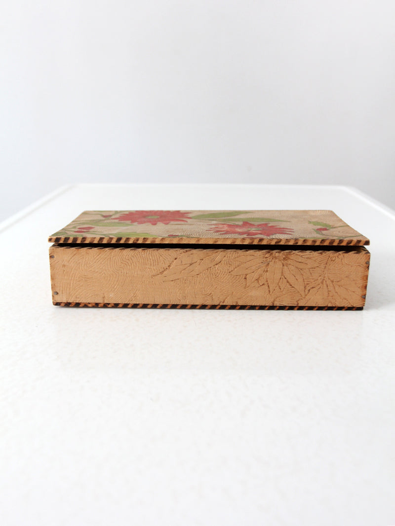 antique Victorian pyrography box