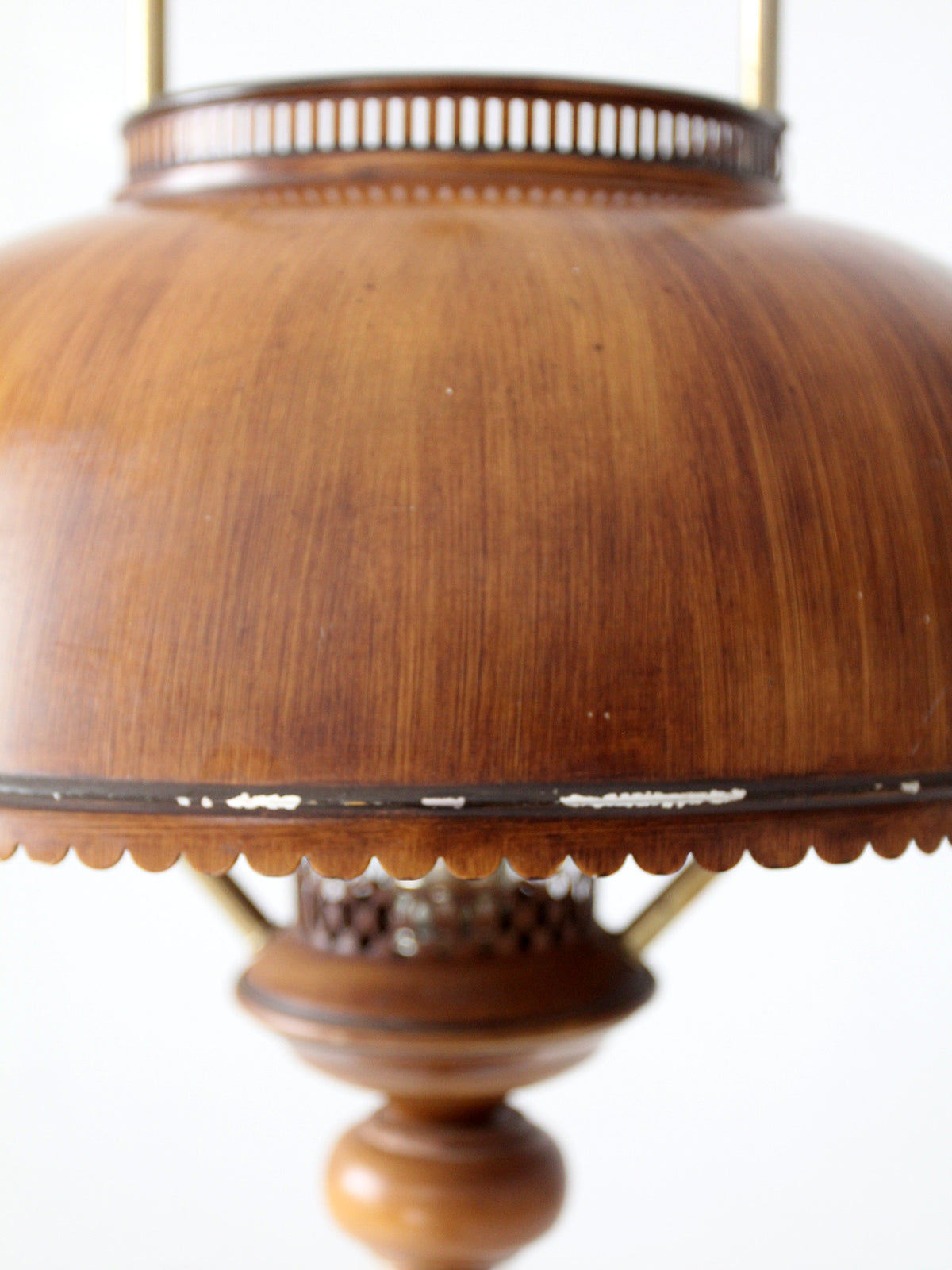 vintage faux bois floor lamp with hand-painted pinecone shade