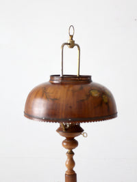 vintage faux bois floor lamp with hand-painted pinecone shade