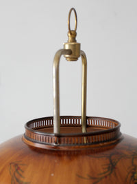 vintage faux bois floor lamp with hand-painted pinecone shade
