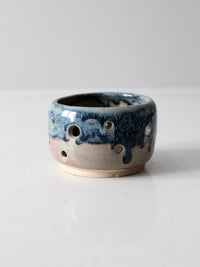 vintage studio pottery bowl with cutout design