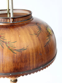 vintage faux bois floor lamp with hand-painted pinecone shade