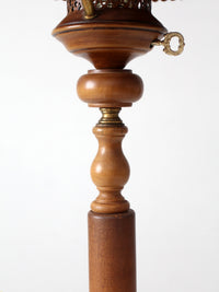 vintage faux bois floor lamp with hand-painted pinecone shade