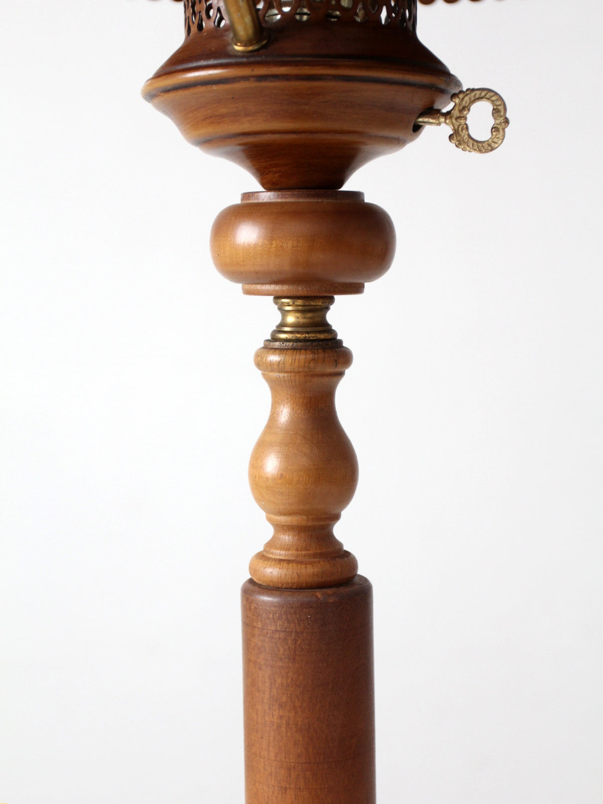 vintage faux bois floor lamp with hand-painted pinecone shade