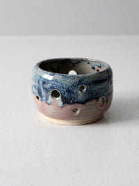 vintage studio pottery bowl with cutout design
