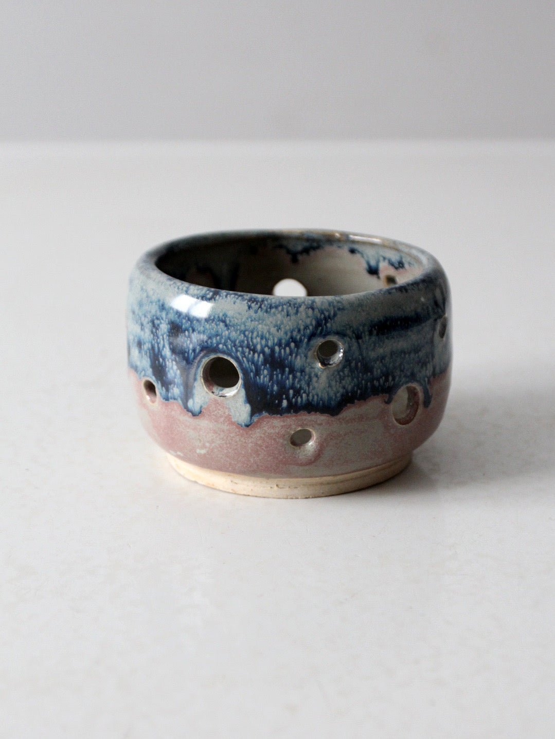vintage studio pottery bowl with cutout design