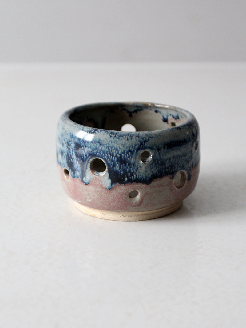 vintage studio pottery bowl with cutout design