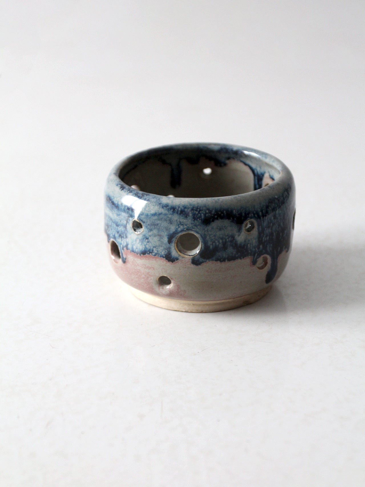 vintage studio pottery bowl with cutout design