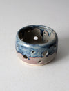 vintage studio pottery bowl with cutout design