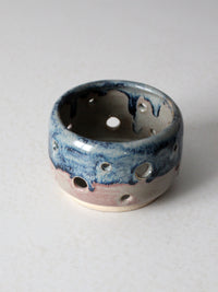 vintage studio pottery bowl with cutout design