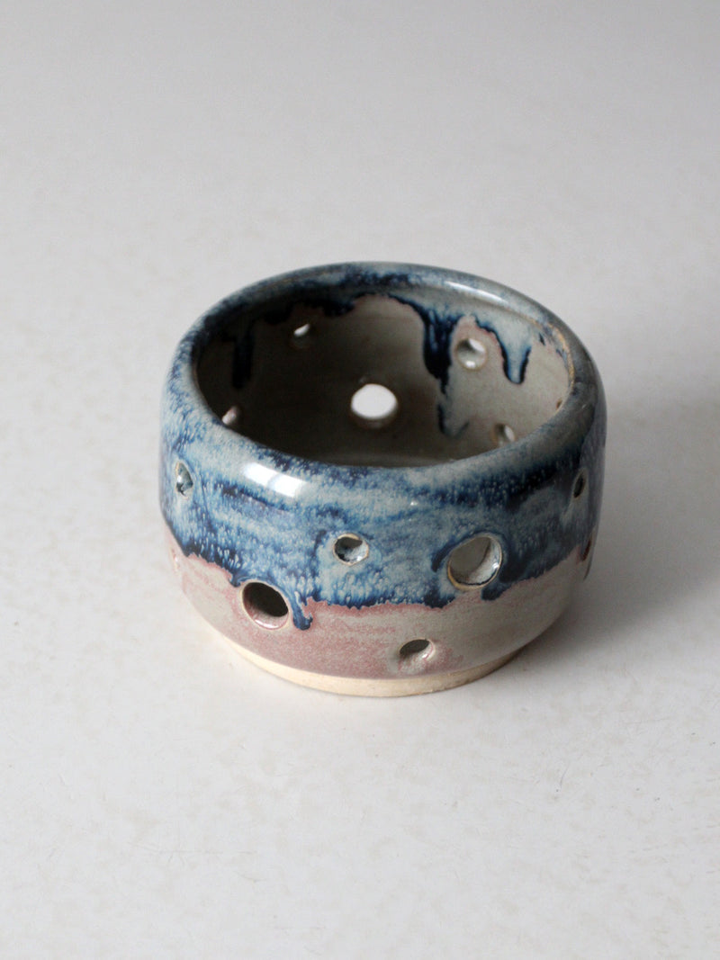 vintage studio pottery bowl with cutout design