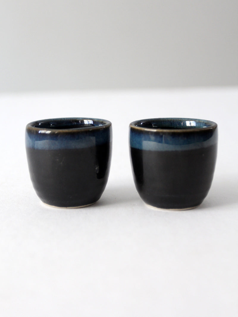 vintage studio pottery pair cups pair