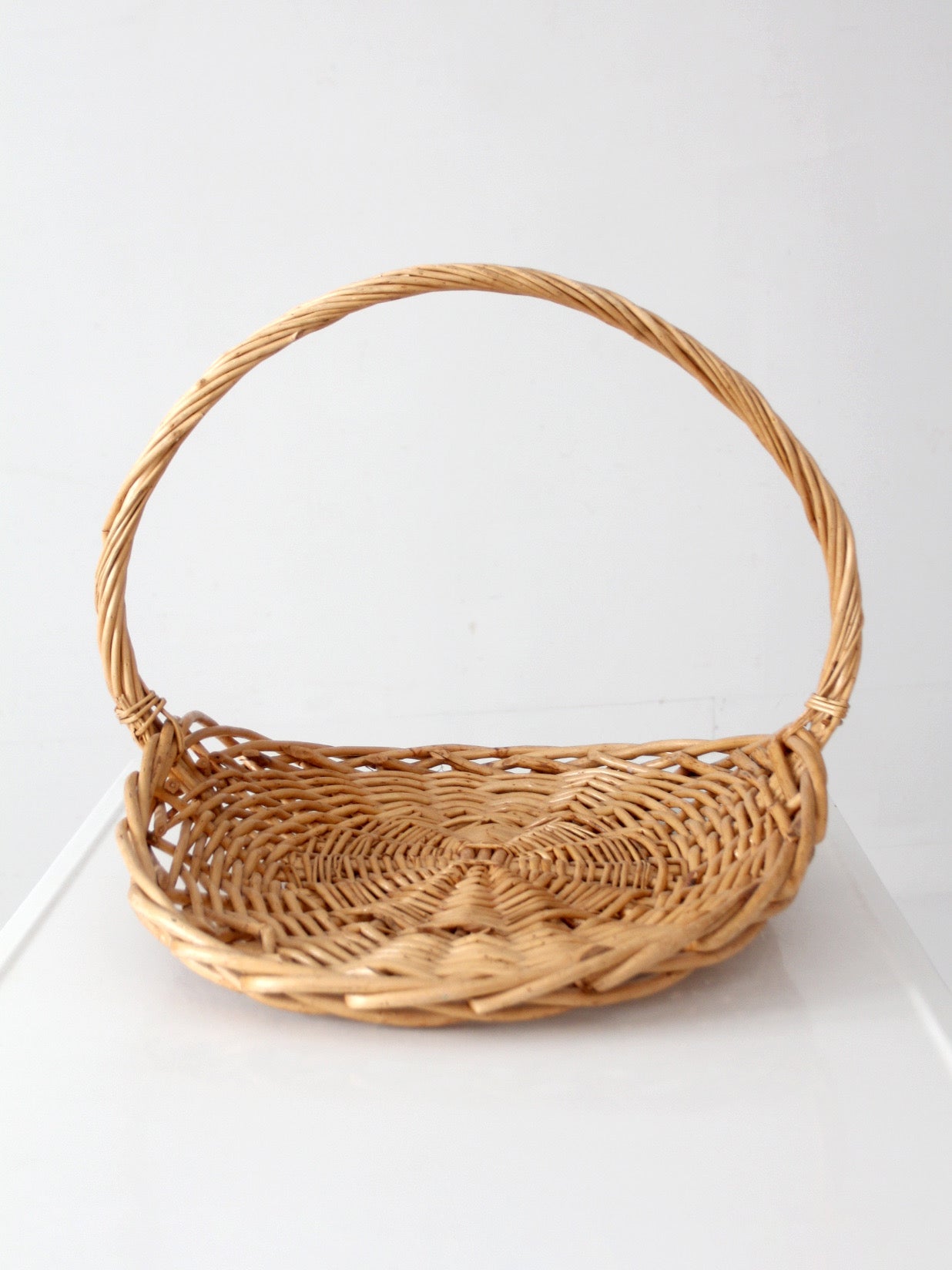 large vintage wicker gathering basket