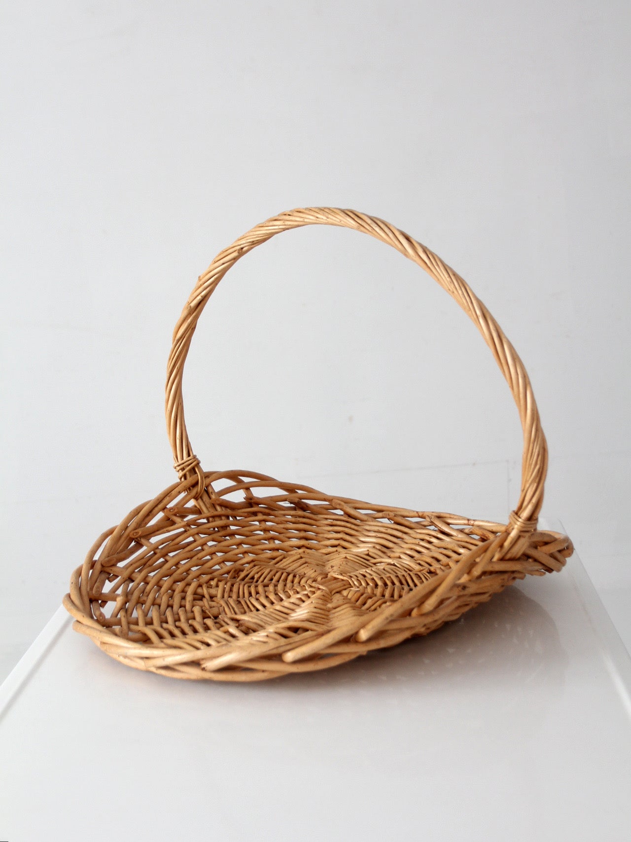 large vintage wicker gathering basket