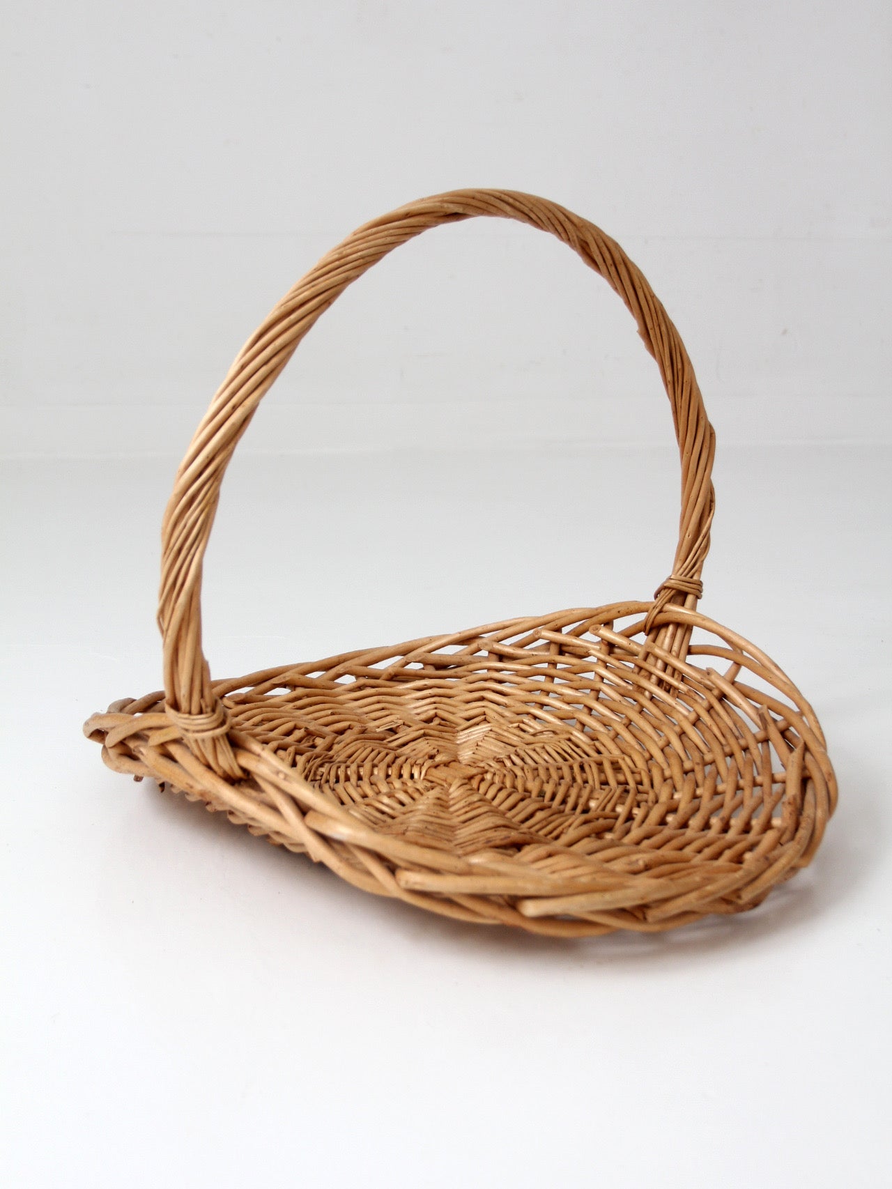 large vintage wicker gathering basket