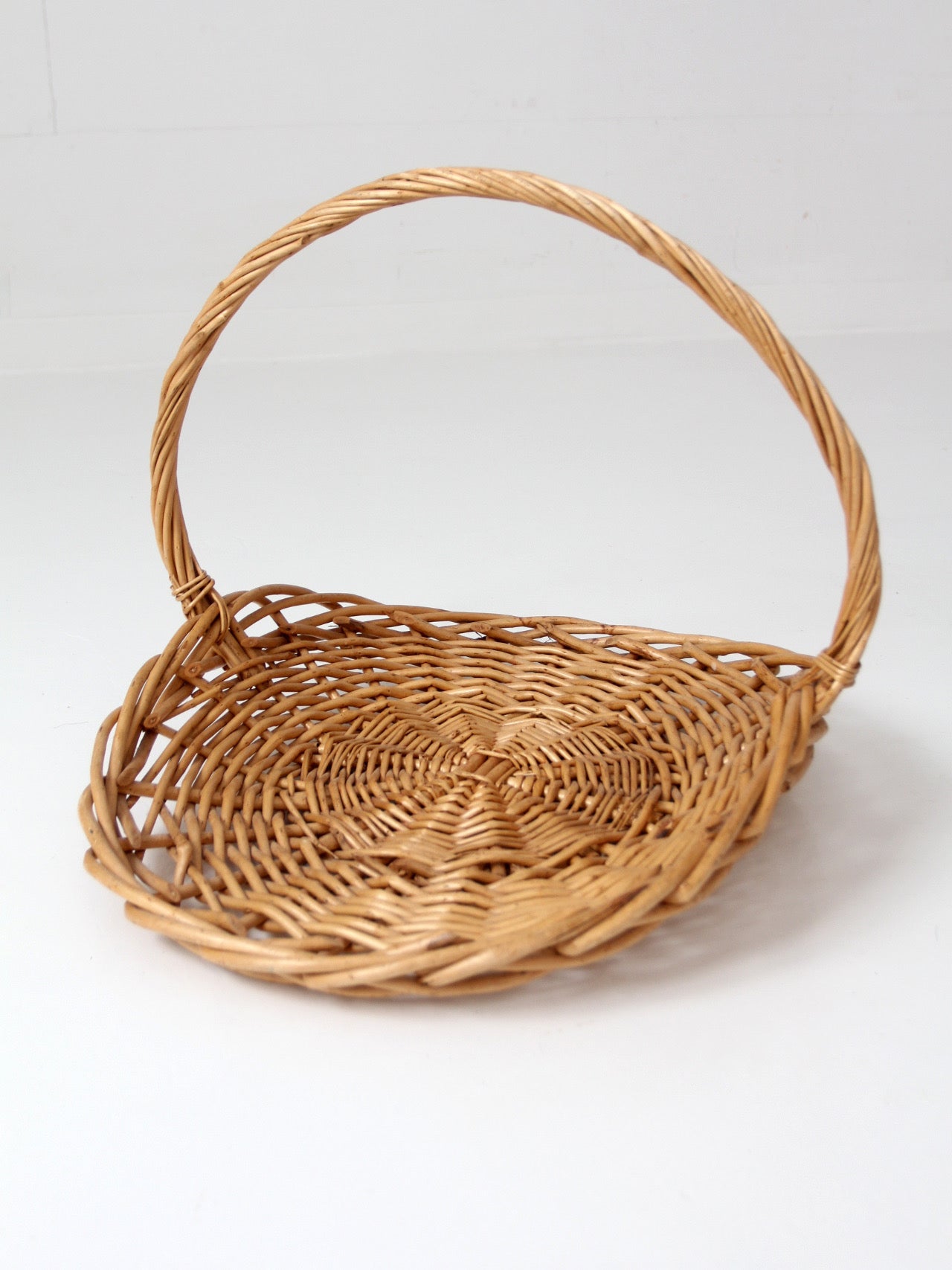 large vintage wicker gathering basket