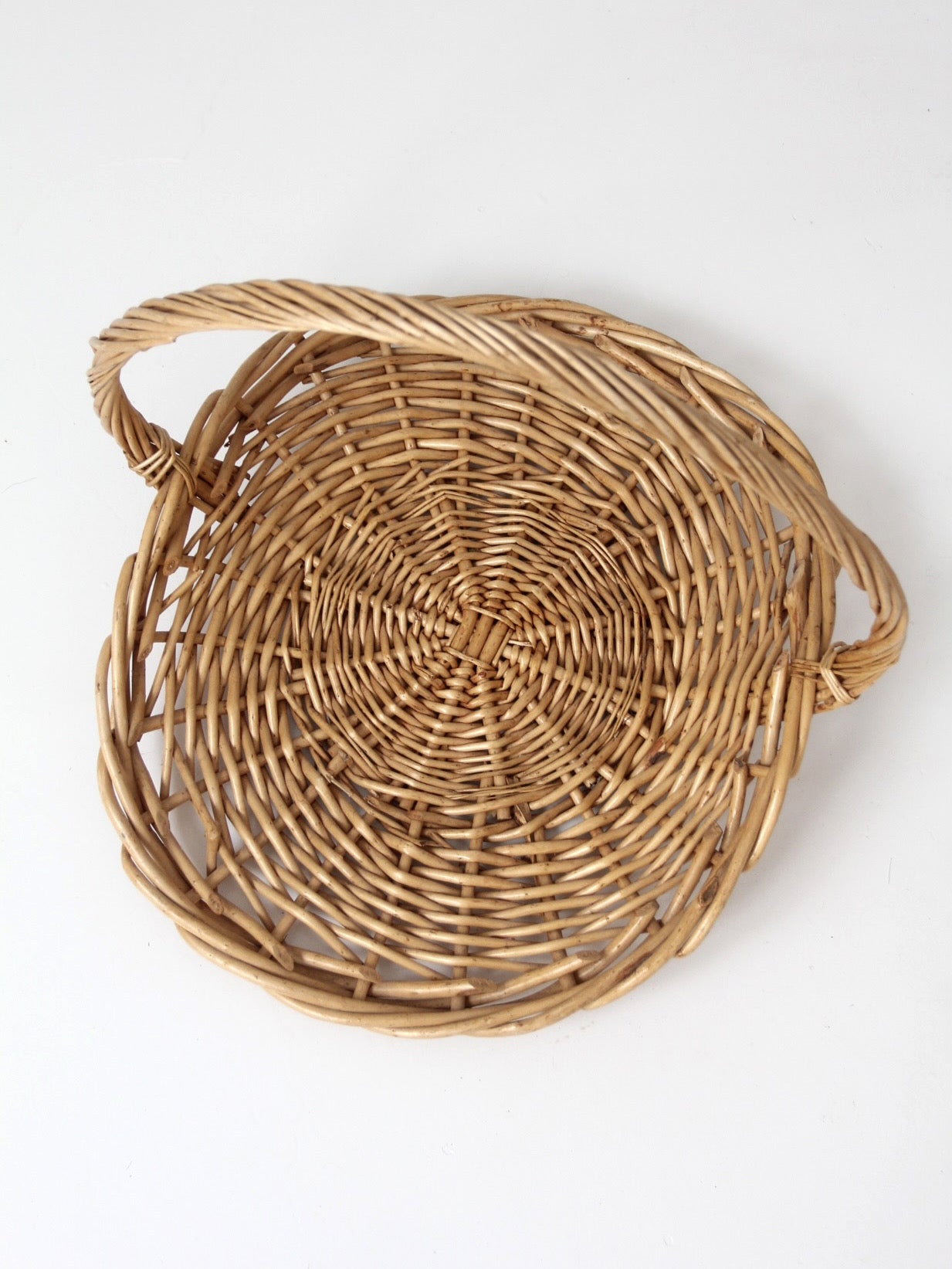 large vintage wicker gathering basket