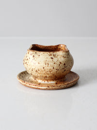 vintage studio pottery footed bowl