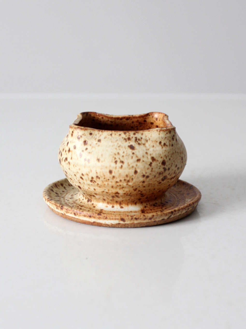 vintage studio pottery footed bowl