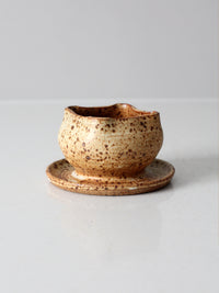 vintage studio pottery footed bowl