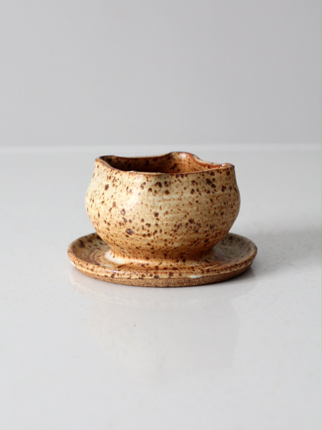 vintage studio pottery footed bowl