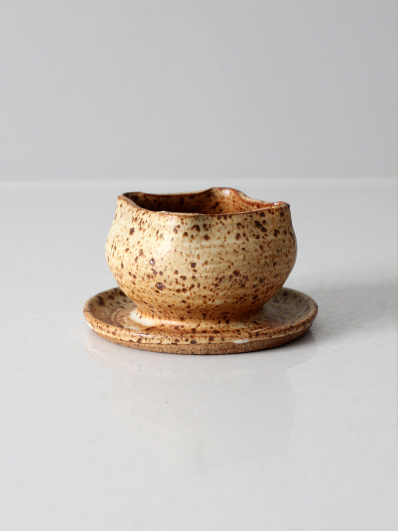 vintage studio pottery footed bowl