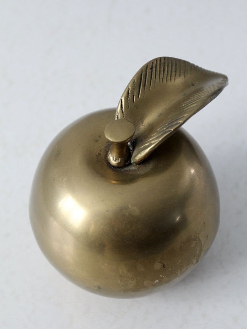 mid-century brass apple paperweight