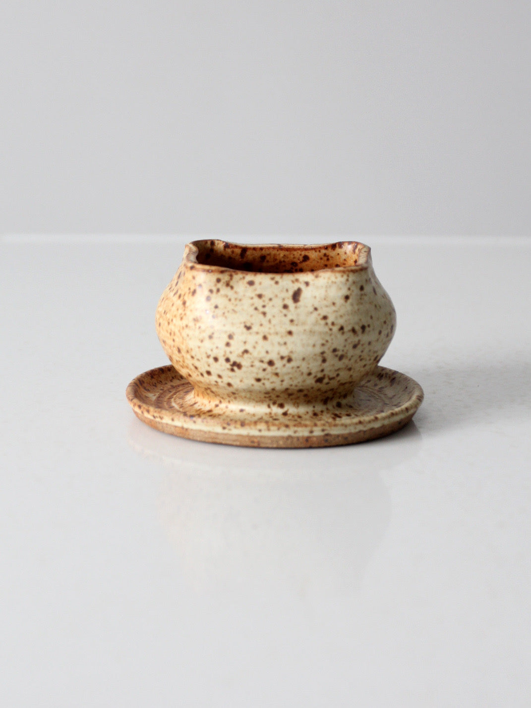 vintage studio pottery footed bowl