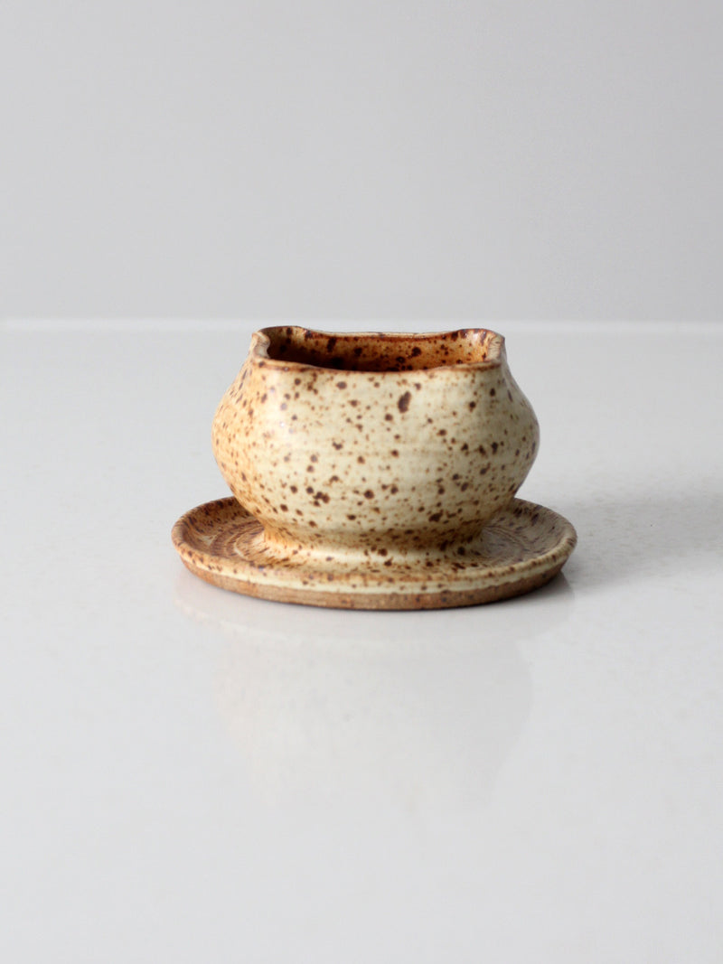 vintage studio pottery footed bowl