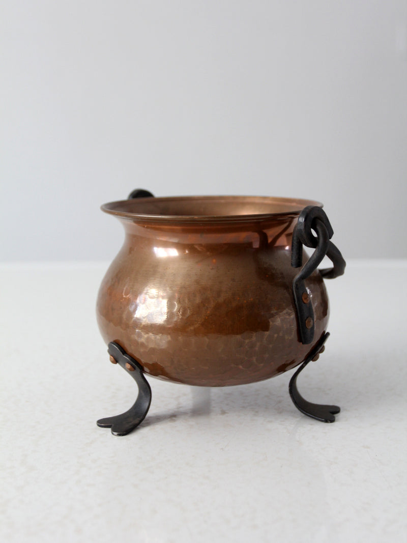vintage hammered copper cauldron