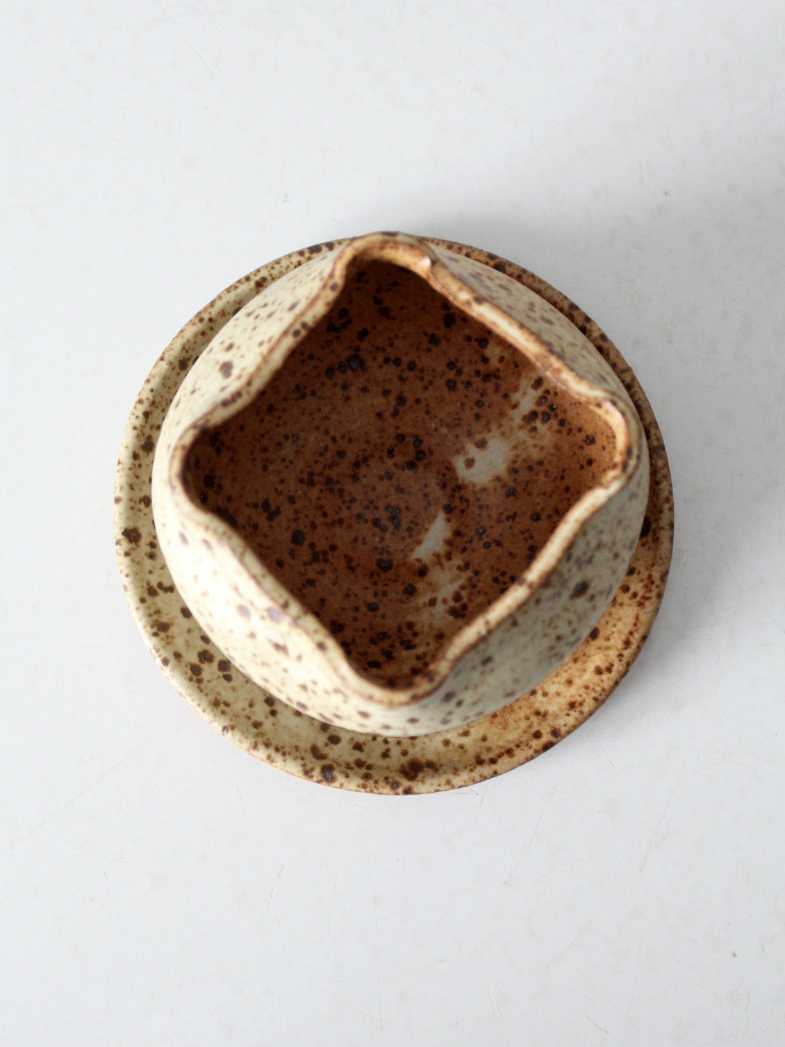 vintage studio pottery footed bowl