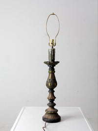 vintage plaster candlestick table lamp