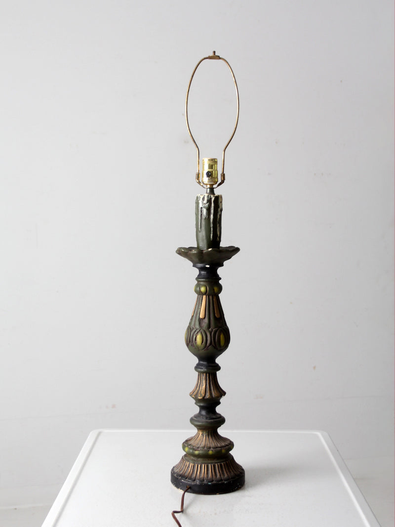vintage plaster candlestick table lamp
