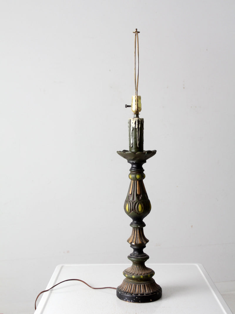 vintage plaster candlestick table lamp