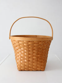 vintage splint weave basket with bail handle