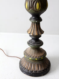 vintage plaster candlestick table lamp