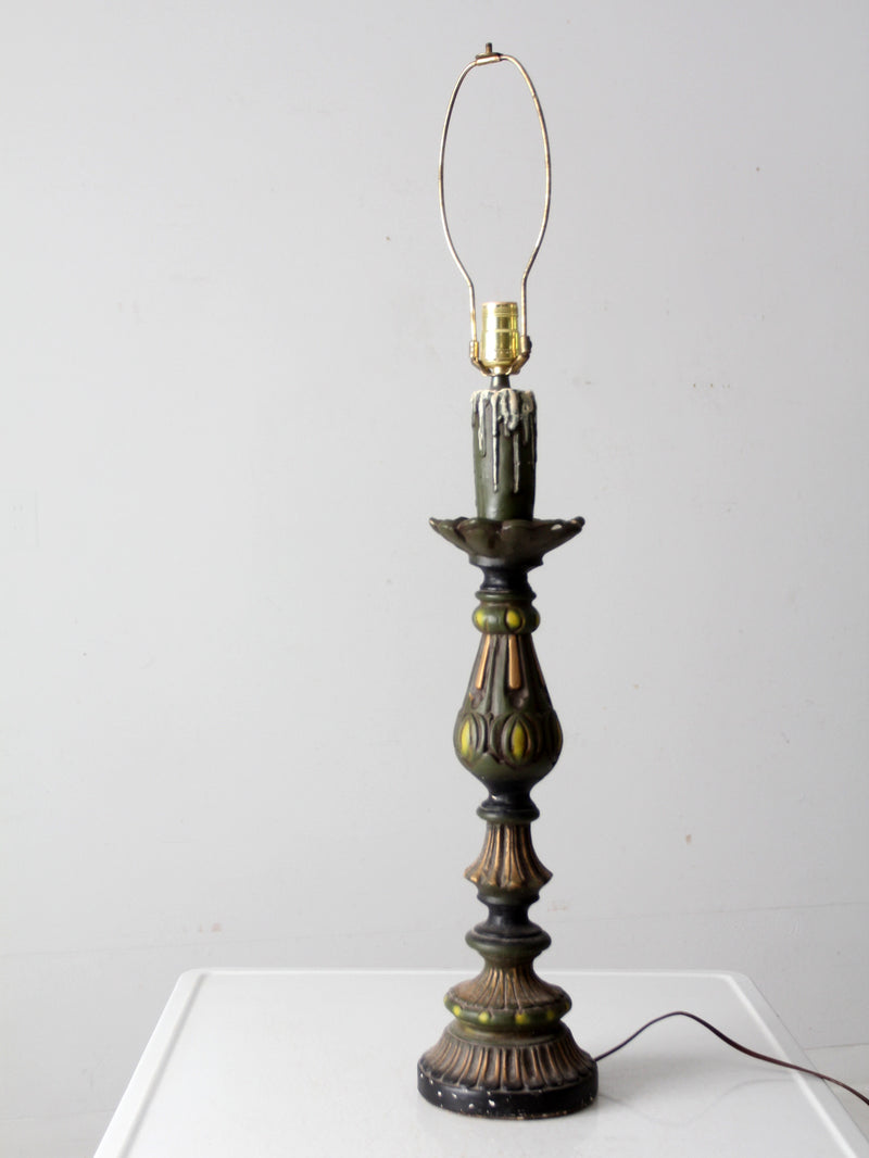 vintage plaster candlestick table lamp