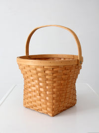 vintage splint weave basket with bail handle