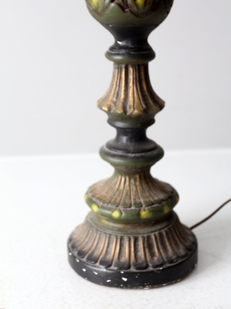 vintage plaster candlestick table lamp