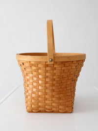 vintage splint weave basket with bail handle