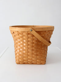 vintage splint weave basket with bail handle