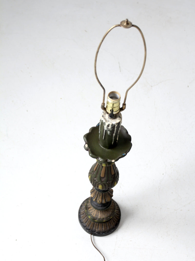 vintage plaster candlestick table lamp