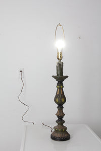 vintage plaster candlestick table lamp