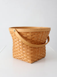 vintage splint weave basket with bail handle
